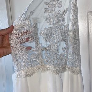 White lace high low see through romper/ dress